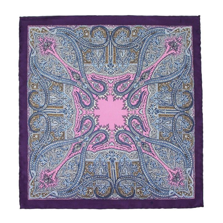 Light Blue Paisley Pocket Square
