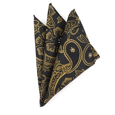 Sgwâr Poced Paisley Du